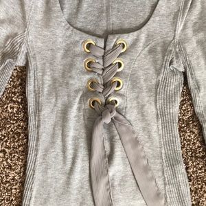 Free People Grey Long Sleeve Top XS